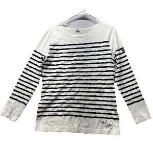 Armor Lux Fairtrade Cotton Striped Long Sleeve Top L? White Navy Crazy Stripes